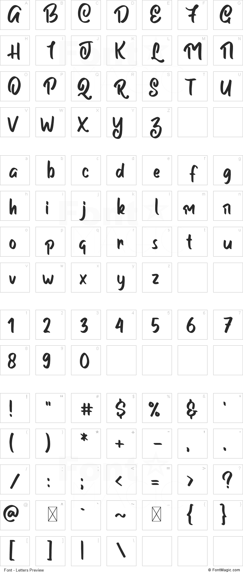 Oise Leliord Font - All Latters Preview Chart